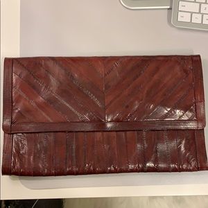 Vintage burgundy large envelope clutch